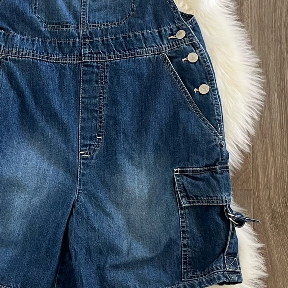 90s Y2K Vintage Gloria Vanderbilt Denim Overall Shorts Cargo Style Size Small - Picture 6 of 7